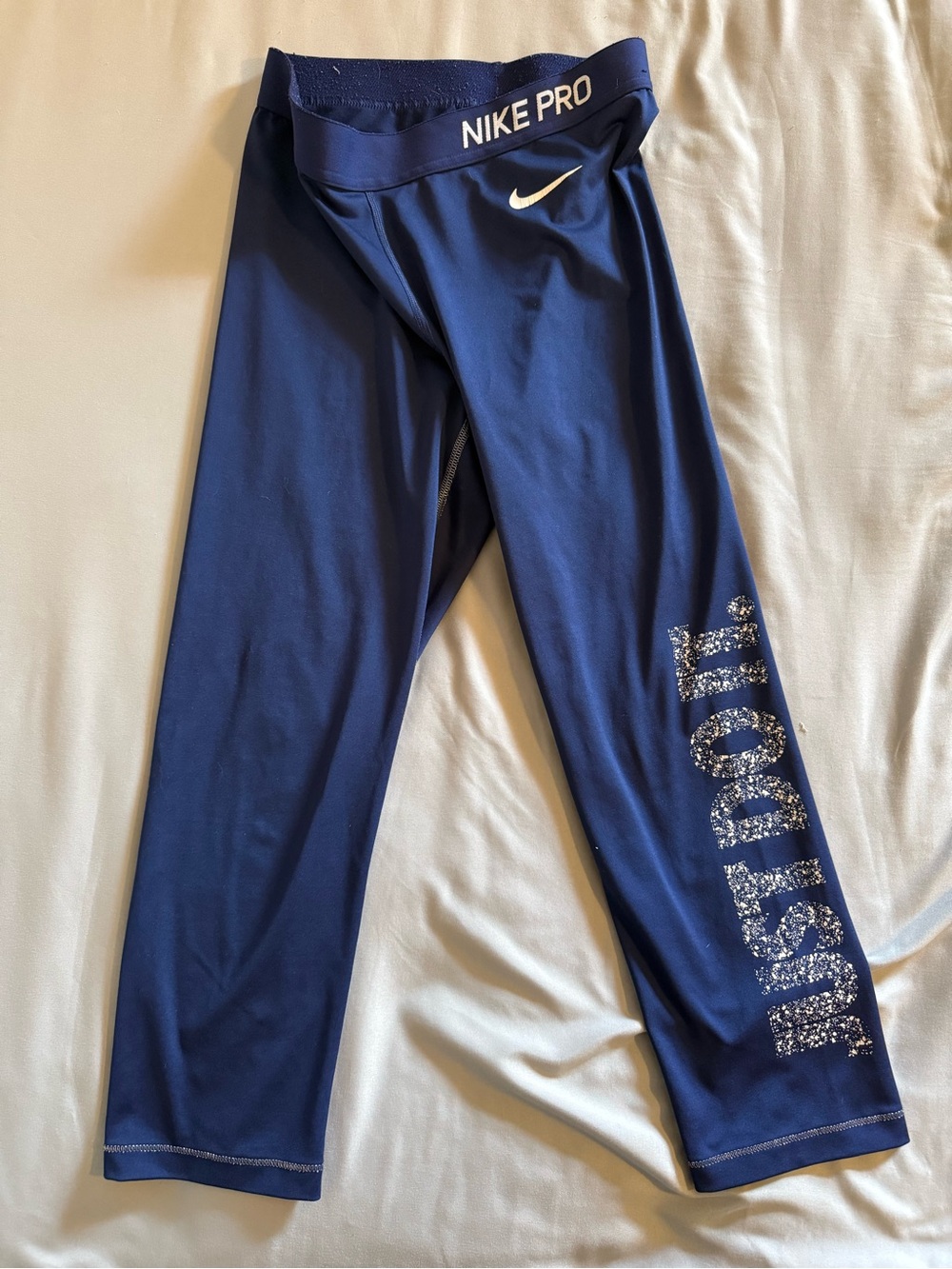Nike Pro womens Navy Blue 'Just Do It' Performance Leggings